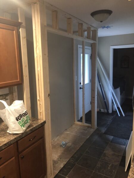 Frame the pantry to line up with the counter tops